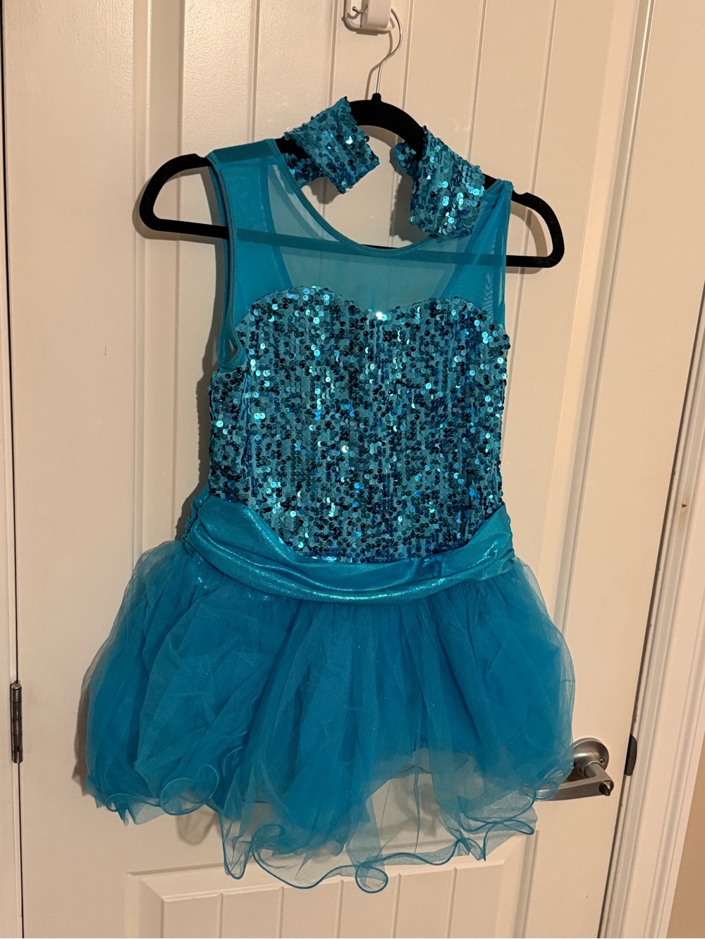 Weissman Turquoise Sequin Tulle Kids Dress